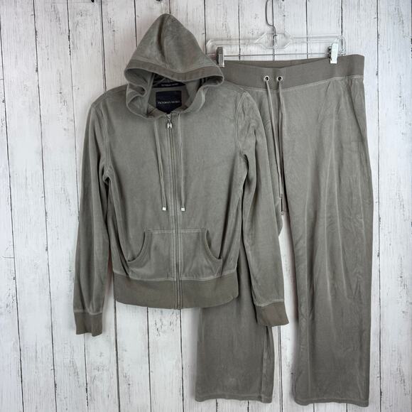Y2K Victoria's Secret Velour Track Suit Set Full-Zip Hoodie Pants Size Small - Picture 1 of 16